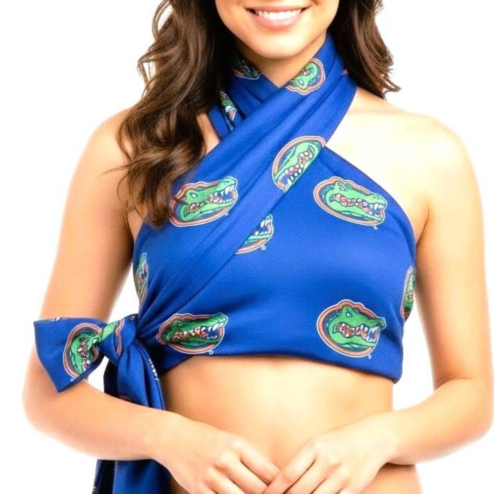GATORS L/XL Scarf Wrap Reversible Blue Shelby&Grace University Florida NEW NWT
